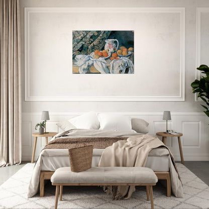 Still Life with Curtain and Flowered Pitcher - Paul Cézanne Acrylic Print - 70x100 cm / 28x40″ inches
