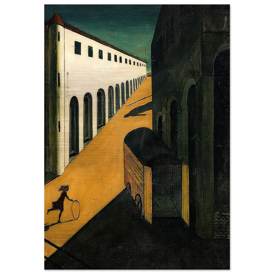 MYSTERY AND MELANCHOLY OF A STREET 1914 - Giorgio de Chirico Brushed Aluminum Print - 70x100 cm / 28x40 inches | Giorgio de Chirico Aluminum Print | Giorgio de Chirico Prints
