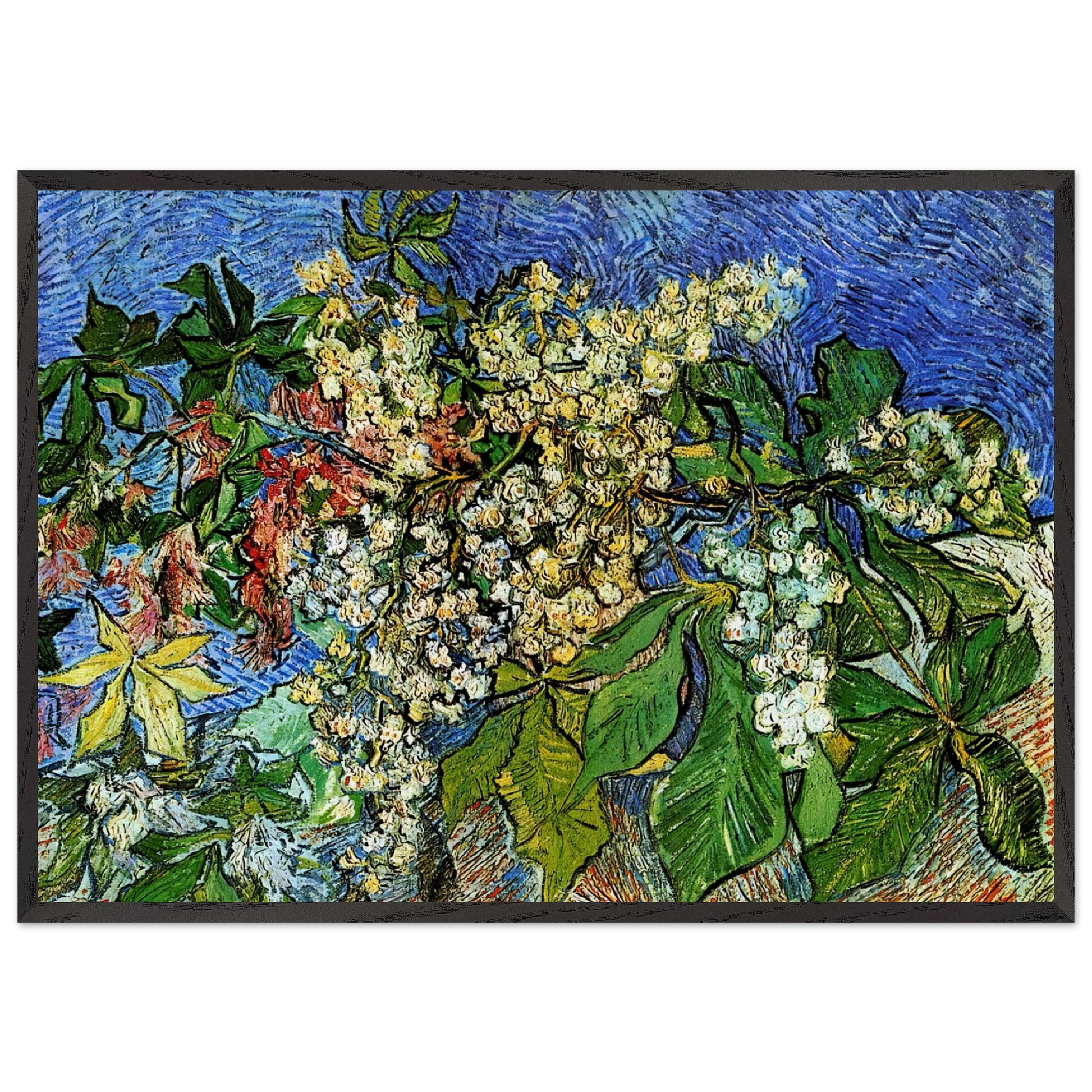 Blossoming Chestnut Branches - Vincent van Gogh Framed Art Print – Black Wooden Frame - Default Title - -Framed Art Print