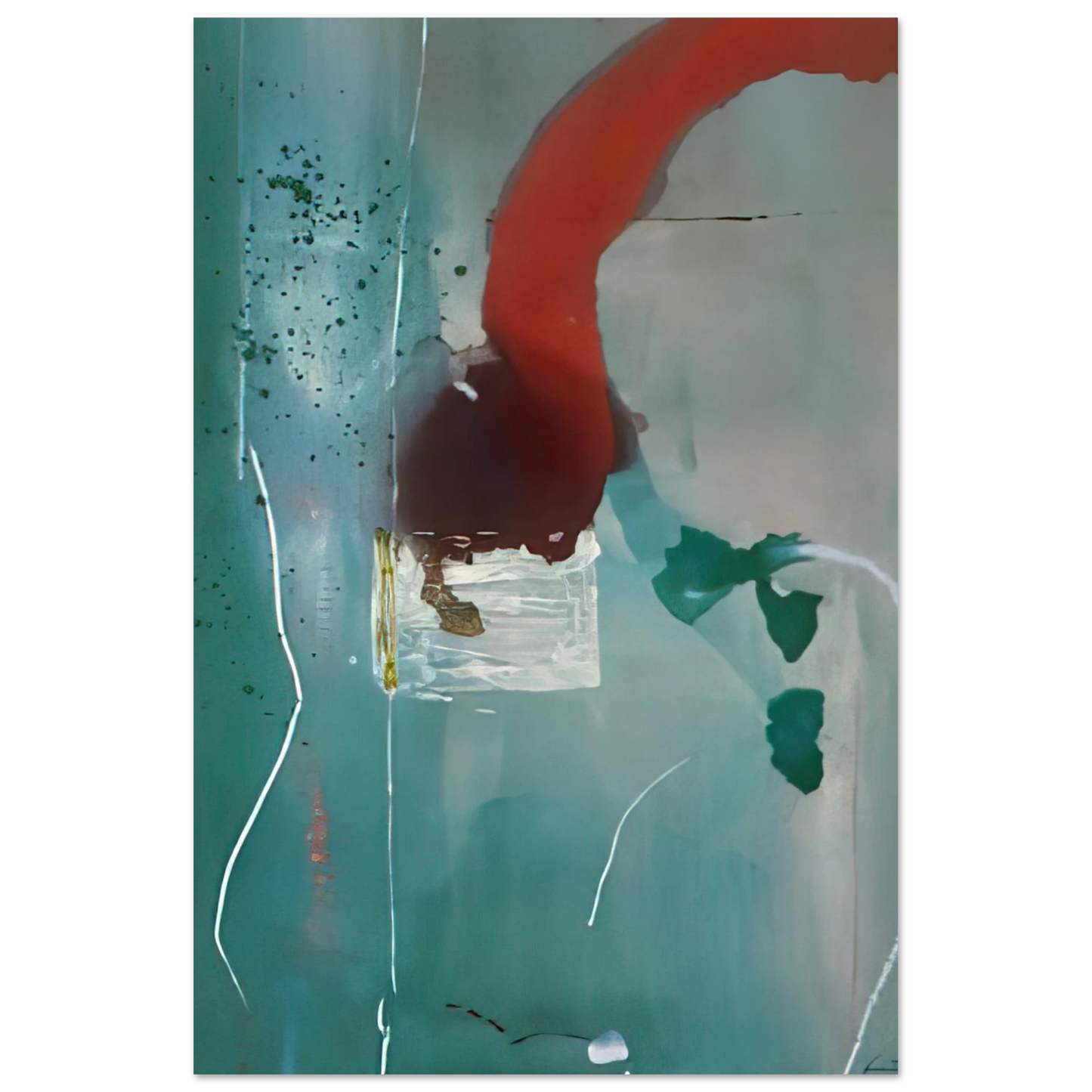 Helen Frankenthaler - Square One - 1985 Wall art - 21x29.7 cm / 8x12" - Premium Wooden Framed Poster With Fine Art Paper - White frame