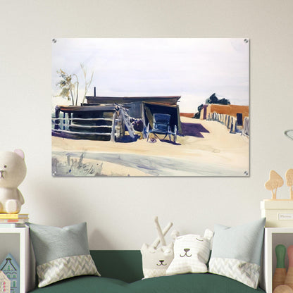 Adobes and Shed, New Mexico - Edward Hopper Acrylic Print - 70x100 cm / 28x40″ inches | Edward Hopper Wall Art | Edward Hopper Prints