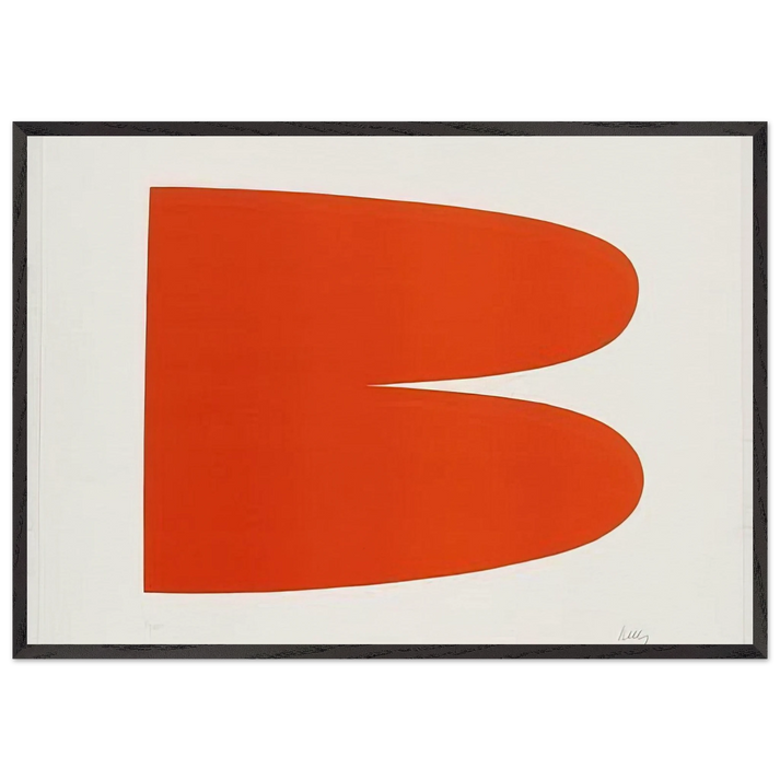 Red-Orange from the Suite of Twenty-Seven Color Lithographs - Ellsworth Kelly 70x100 cm / 28x40 inches Framed Art Print – Black Wooden Frame