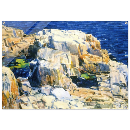 Rocks at Appledore - Childe Hassam Acrylic Print - 70x100 cm / 28x40″ inches | Childe Hassam Wall Art | Childe Hassam Prints
