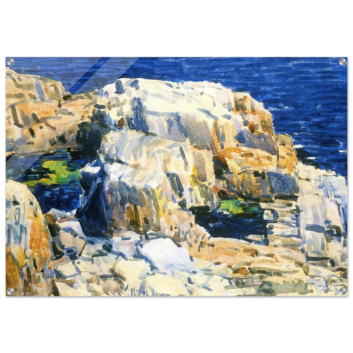 Rocks at Appledore - Childe Hassam Acrylic Print - 70x100 cm / 28x40″ inches | Childe Hassam Wall Art | Childe Hassam Prints