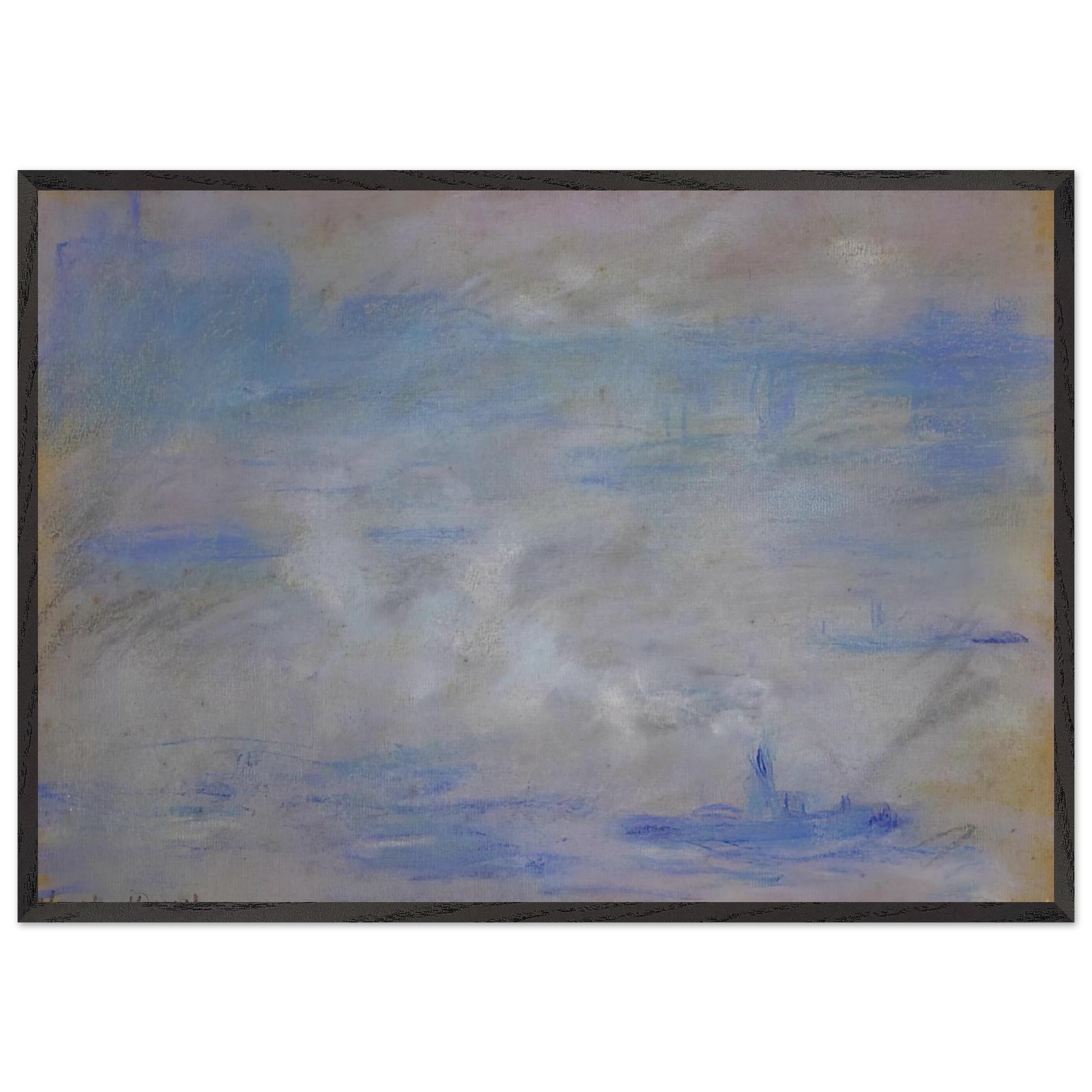 Boats on the Thames Fog Effect - claude monet Framed Art Print – Black Wooden Frame - Default Title - -Framed Art Print