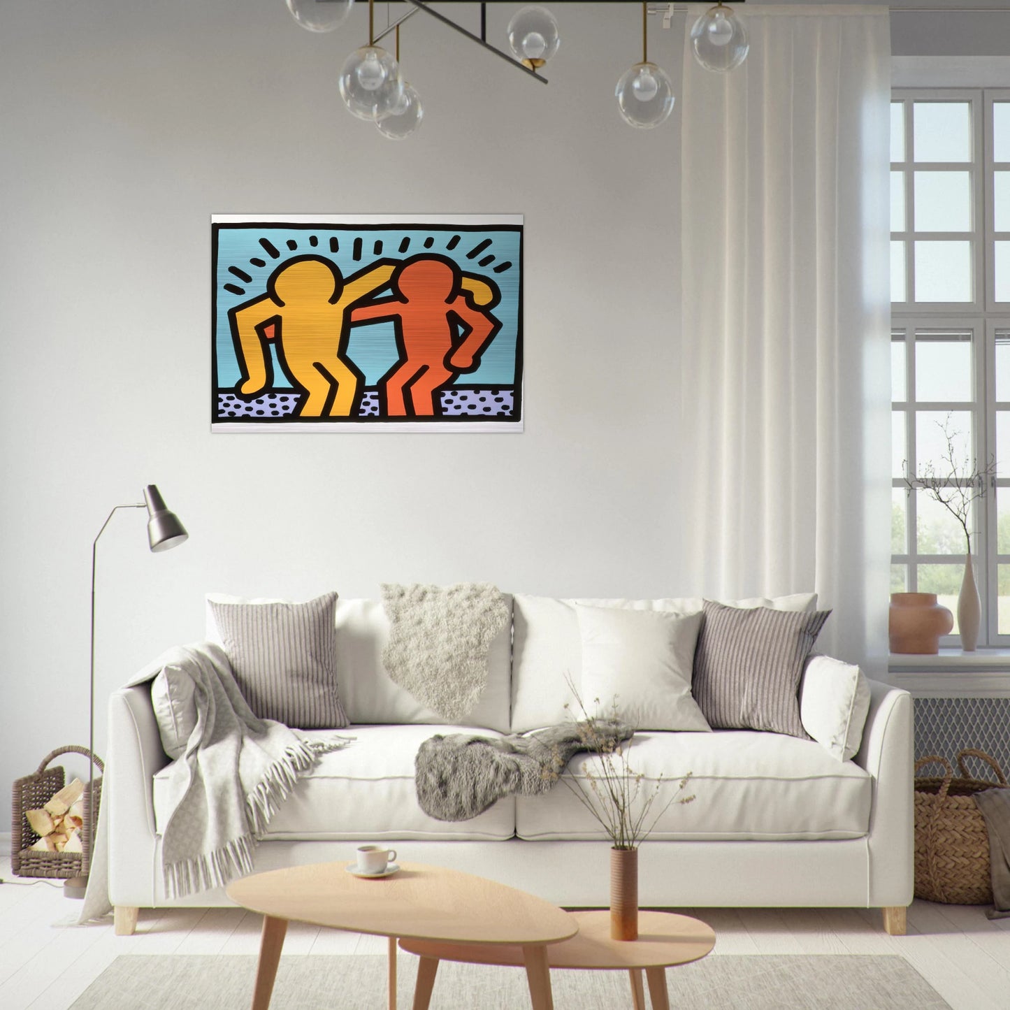 BEST BUDDIES 1990 - Keith Haring Brushed Aluminum Print - 70x100 cm / 28x40 inches | Keith Haring Aluminum Print | Keith Haring Prints