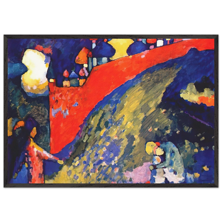 RED WALL DESTINY 1909 - Wassily Kandinsky 70x100 cm / 28x40 inches Framed Art Print – Black Wooden Frame