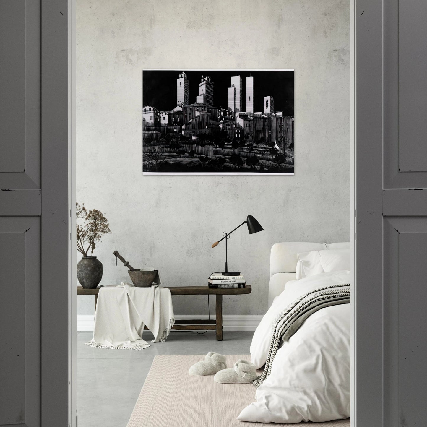 SAN GIMIGNANO - MC Escher Brushed Aluminum Print - 70x100 cm / 28x40 inches | MC Escher Aluminum Print | MC Escher Prints