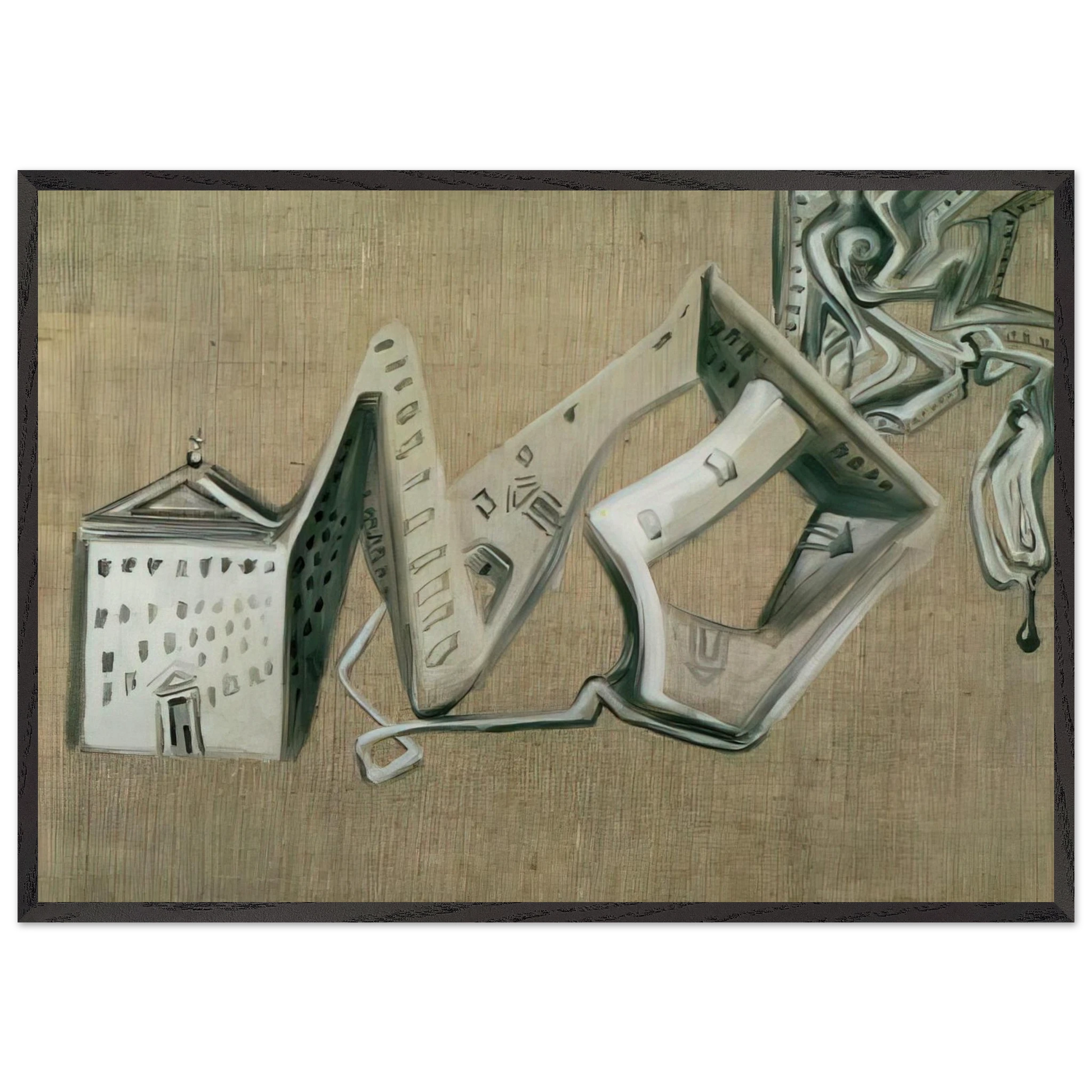 ARCHITECTURAL CONTORTION OF EL ESCORIAL - Salvador Dali Framed Art Print – Black Wooden Frame - Default Title - -Framed Art Print