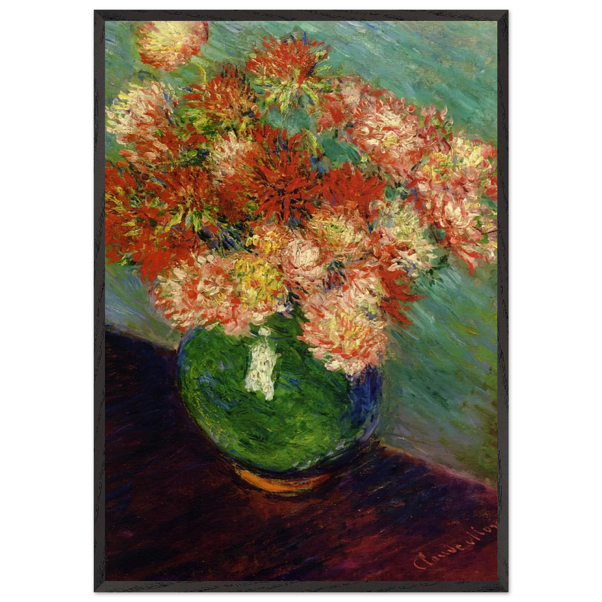 Vase of Chrysanthemums N1 - claude monet Framed Art Print – Black Wooden Frame - Default Title - -Framed Art Print