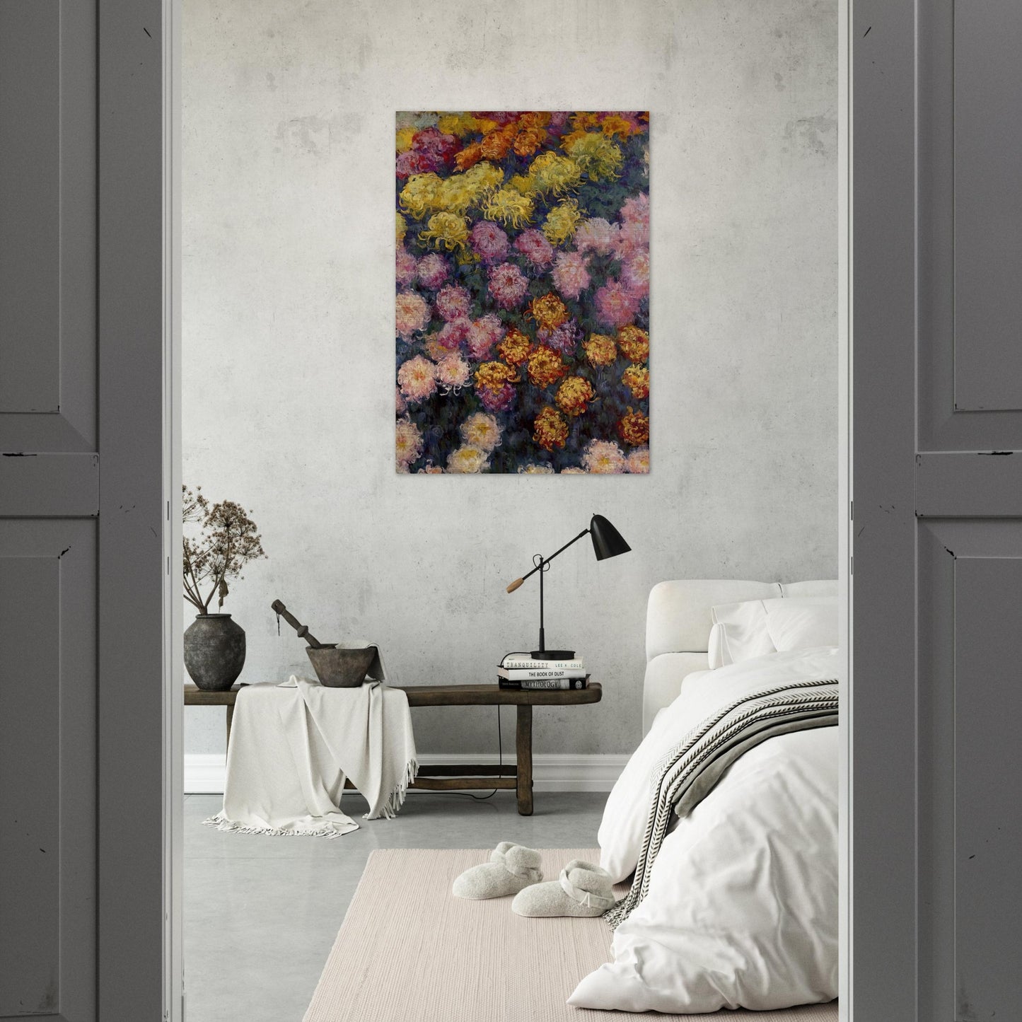 Bed of Chrysanthemums - claude monet Brushed Aluminum Print - 70x100 cm / 28x40 inches | claude monet Aluminum Print | claude monet Prints