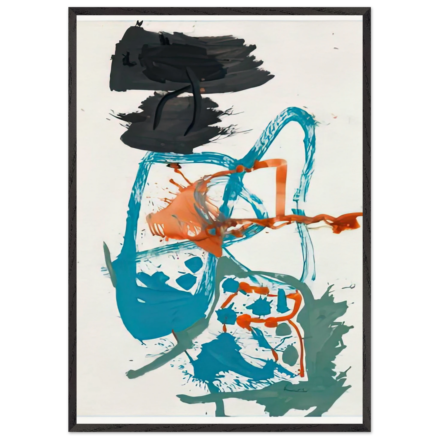 Winter Figure with Black Overhead 1959- - Helen Frankenthaler Framed Art Print – Black Wooden Frame - Default Title - -Framed Art Print