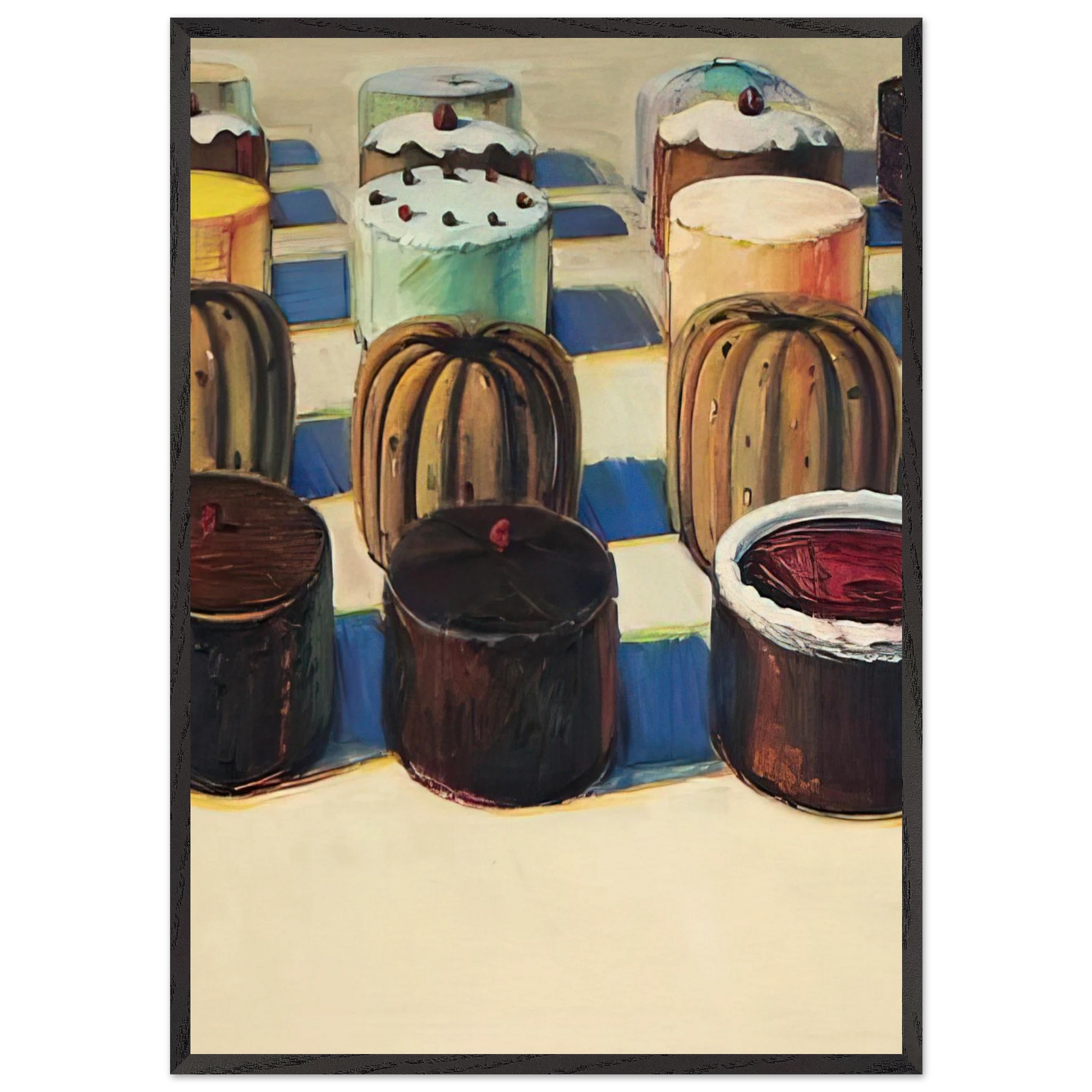 Various Cakes - 1981 - Wayne Thiebaud Framed Art Print – Black Wooden Frame - Default Title - -Framed Art Print