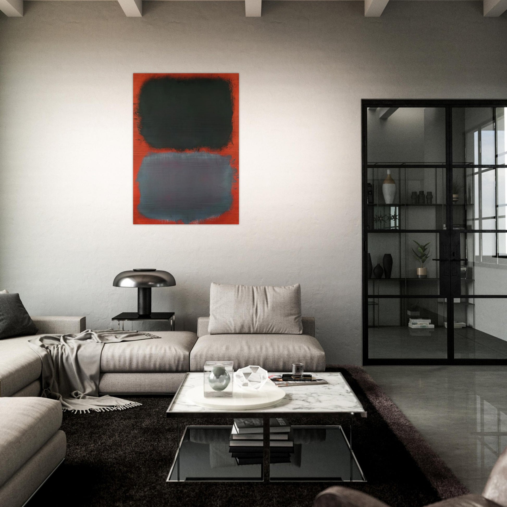 Untitled Gray, Gray on Red - 1968 - Mark Rothko Brushed Aluminum Print - 70x100 cm / 28x40 inches | Mark Rothko Aluminum Print | Mark Rothko Prints