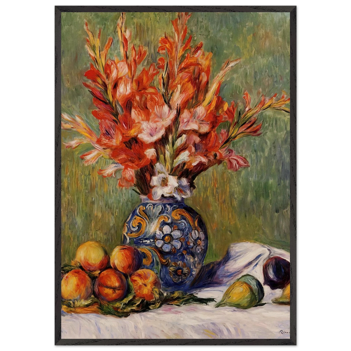 Flowers and Fruit N3 - Pierre-Auguste Renoir 70x100 cm / 28x40 inches Framed Art Print – Black Wooden Frame
