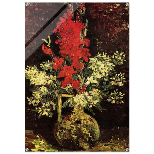 Vase with Gladioli and Carnations - Vincent van Gogh Acrylic Print - 70x100 cm / 28x40″ inches