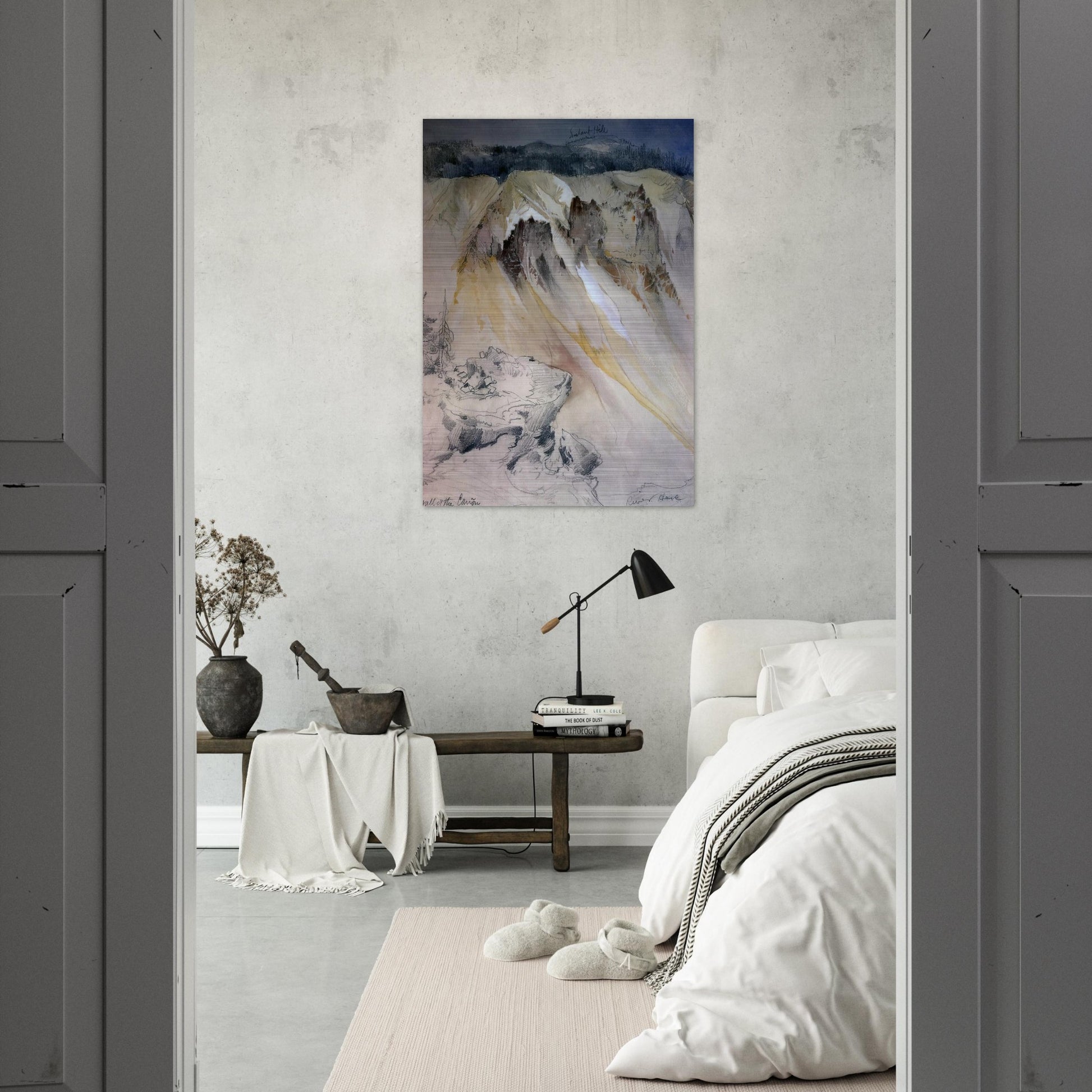 East wall of the canyon from Inspiration Point - Thomas Moran Brushed Aluminum Print - 70x100 cm / 28x40 inches | Thomas Moran Aluminum Print | Thomas Moran Prints