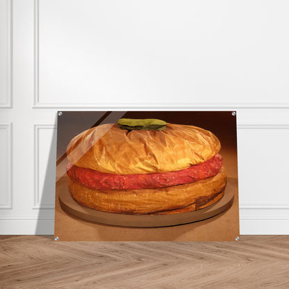 FLOOR BURGER GIANT HAMBURGER 1962 - Claes Oldenburg Acrylic Print - 70x100 cm / 28x40″ inches | Claes Oldenburg Wall Art | Claes Oldenburg Prints