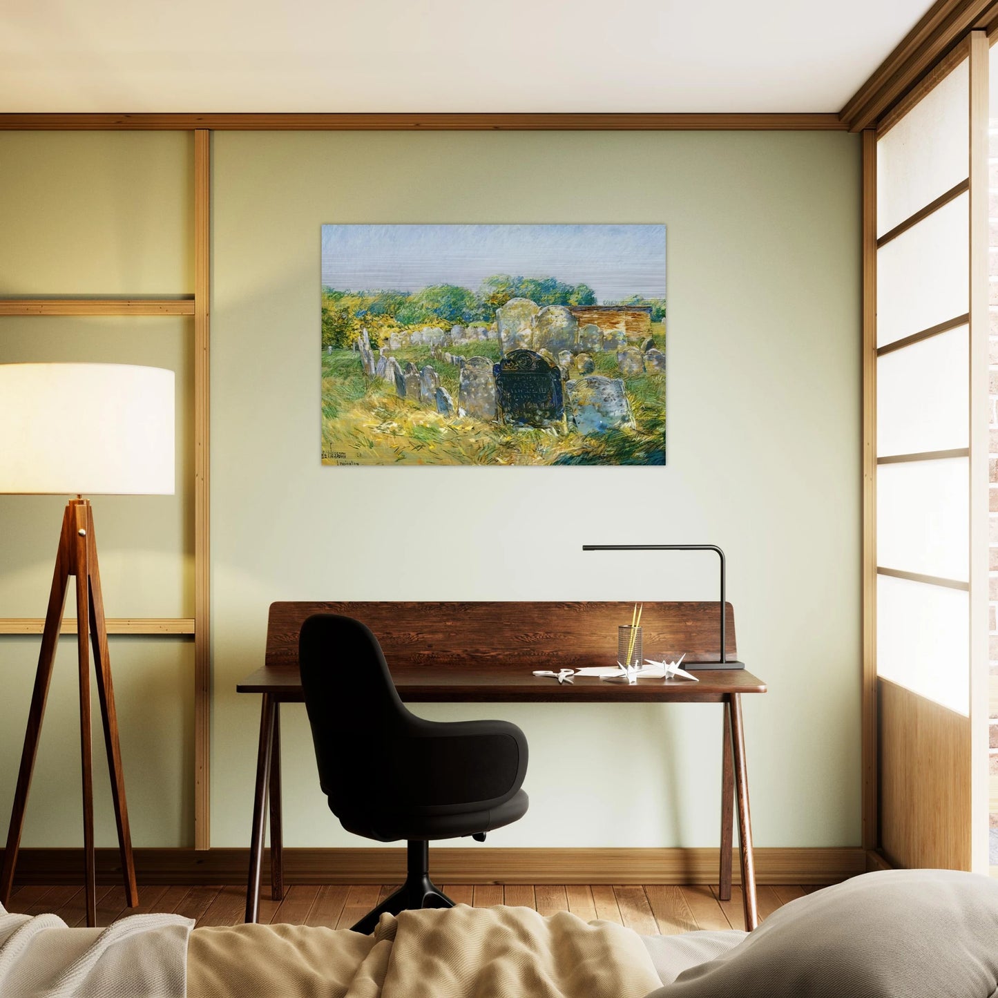 Colonial Graveyard at Lexington - Childe Hassam Brushed Aluminum Print - 70x100 cm / 28x40 inches | Childe Hassam Aluminum Print | Childe Hassam Prints