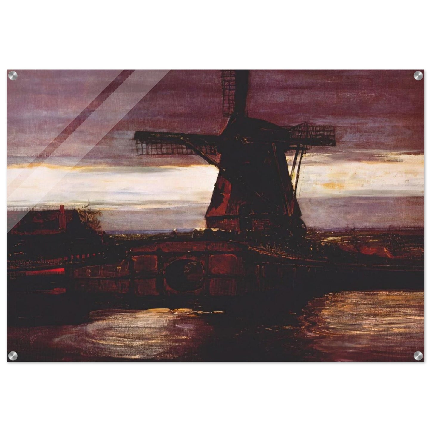 Stammer Mill with Streaked Sky - Piet Mondrian Acrylic Print - 70x100 cm / 28x40″ inches