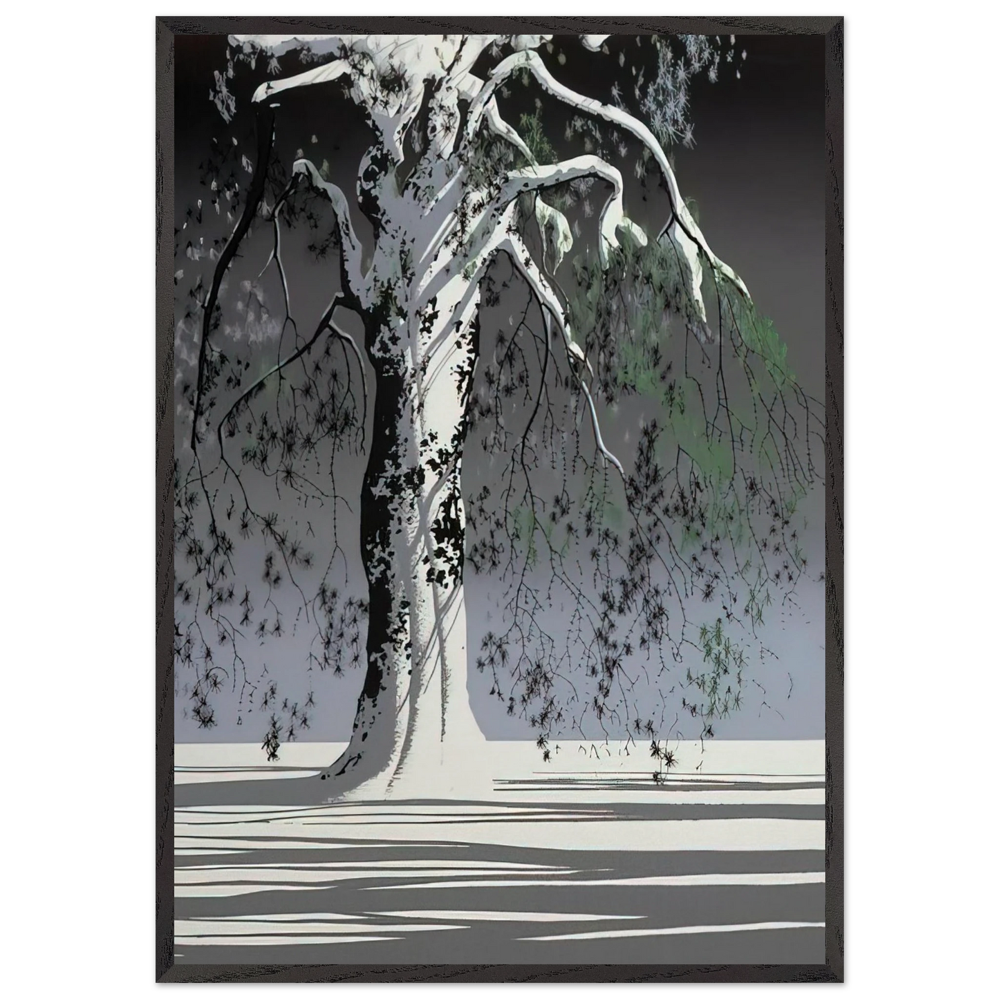 Fir Tree In Snow - Eyvind Earle Framed Art Print – Black Wooden Frame - Default Title - -Framed Art Print