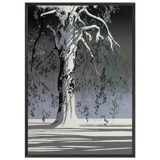 Fir Tree In Snow - Eyvind Earle Framed Art Print – Black Wooden Frame - Default Title - -Framed Art Print