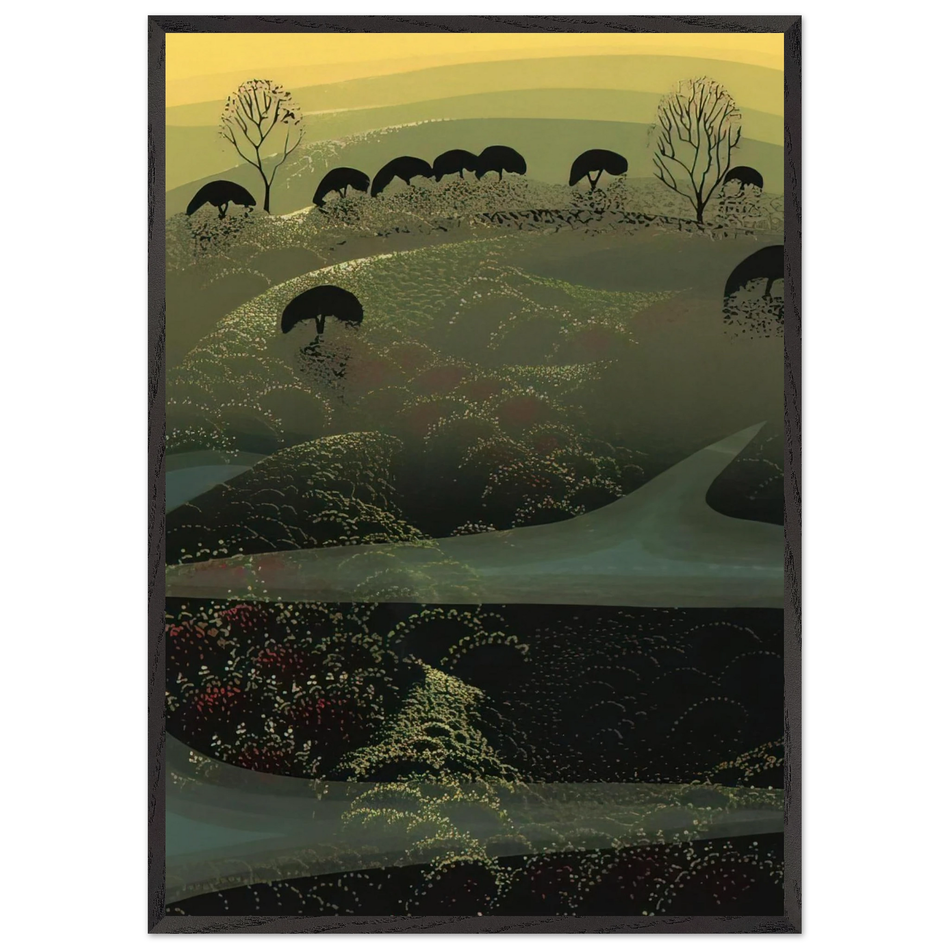 California Miniature - Eyvind Earle Framed Art Print – Black Wooden Frame - Default Title - -Framed Art Print
