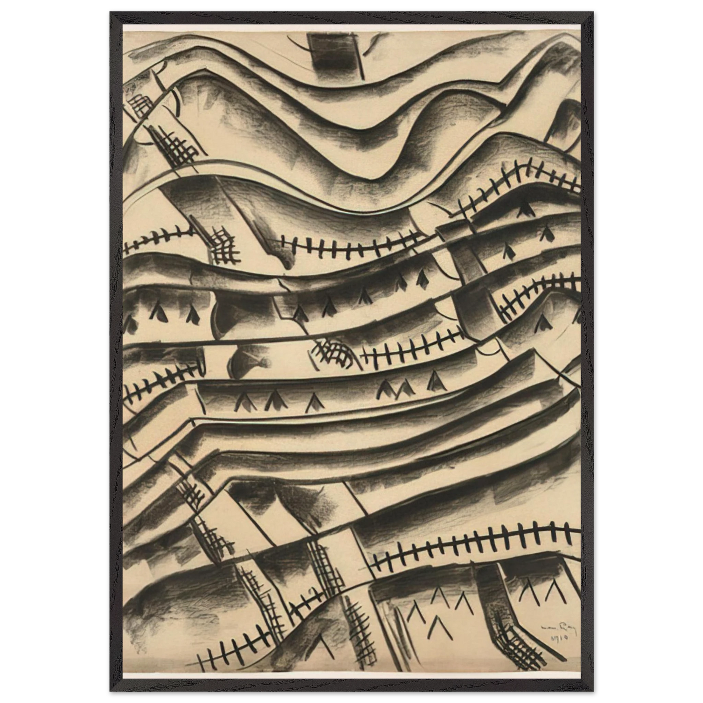 RIDGEFIELD LANDSCAPE - Man Ray Framed Art Print – Black Wooden Frame - Default Title - -Framed Art Print