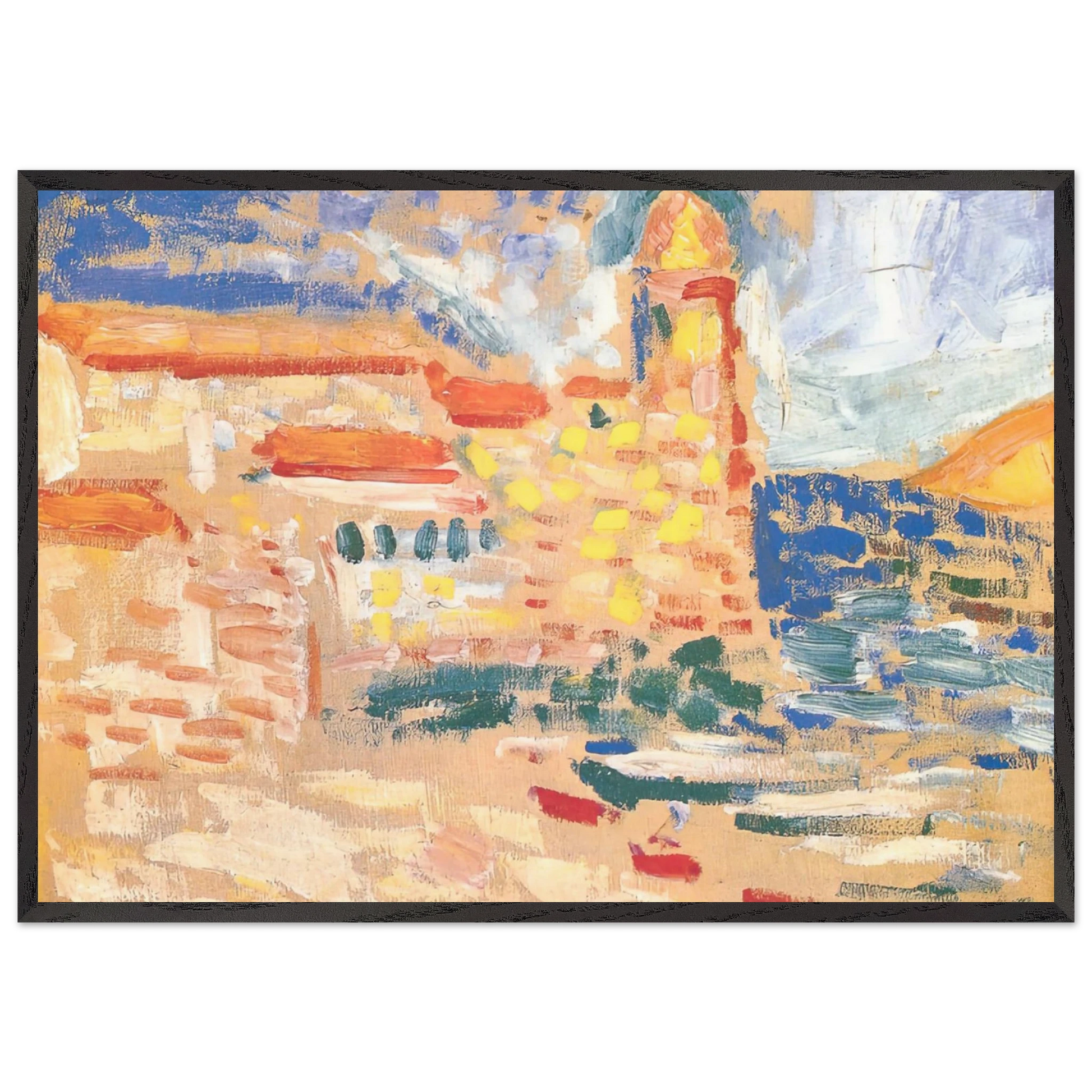 VIEW OF COLLIOURE WITH CHURCH 1905 - Henri Matisse Framed Art Print – Black Wooden Frame - Default Title - -Framed Art Print