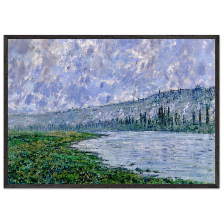The Seine and the Chaantemesle - claude monet 70x100 cm / 28x40 inches Framed Art Print – Black Wooden Frame