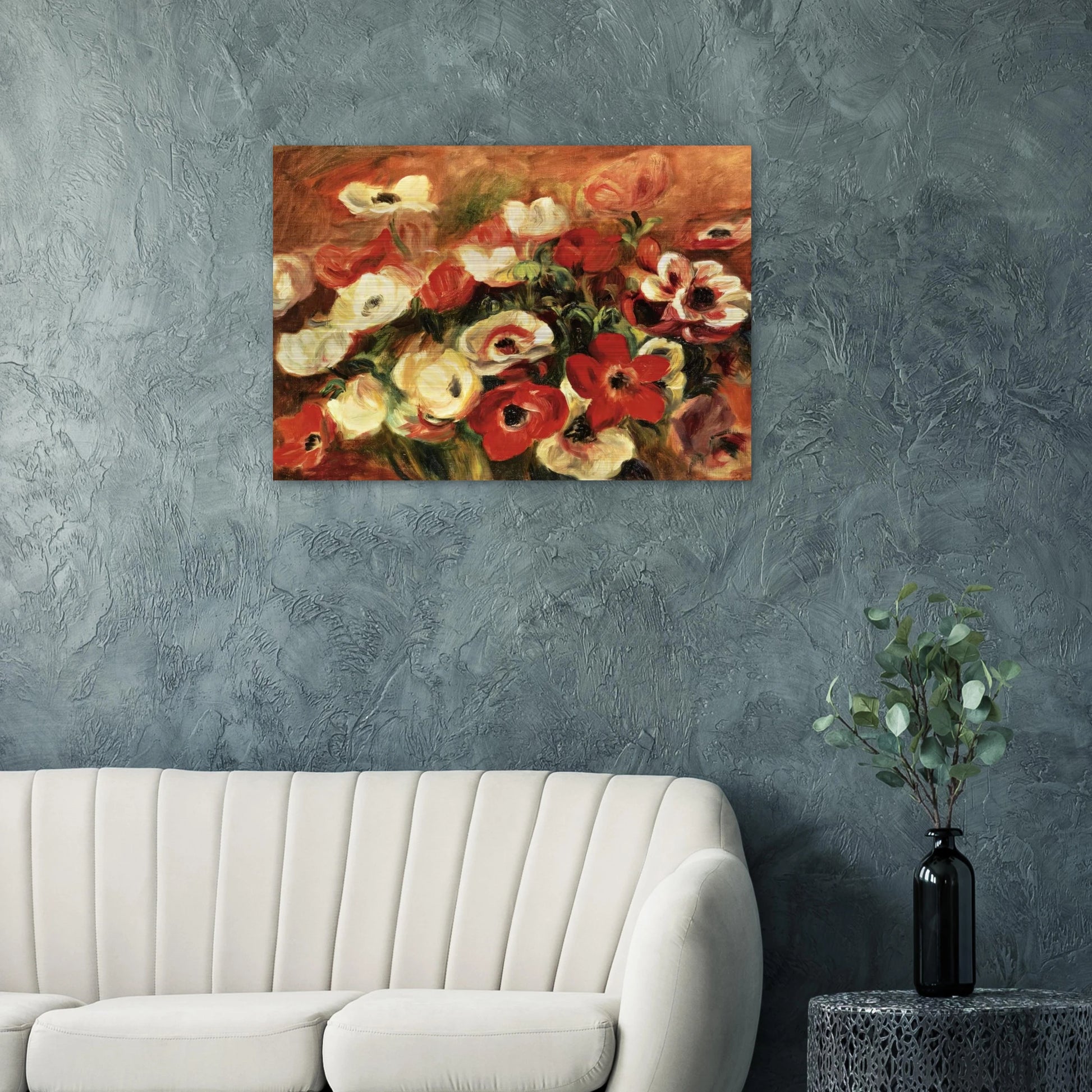 Spray of Anemones - Pierre-Auguste Renoir Brushed Aluminum Print - 70x100 cm / 28x40 inches | Pierre-Auguste Renoir Aluminum Print | Pierre-Auguste Renoir Prints