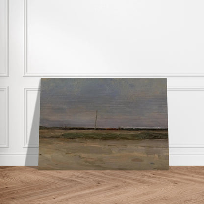 Polder Landscape with a Train and a Small Windmill on the Horizon - Piet Mondrian Brushed Aluminum Print - 70x100 cm / 28x40 inches | Piet Mondrian Aluminum Print | Piet Mondrian Prints