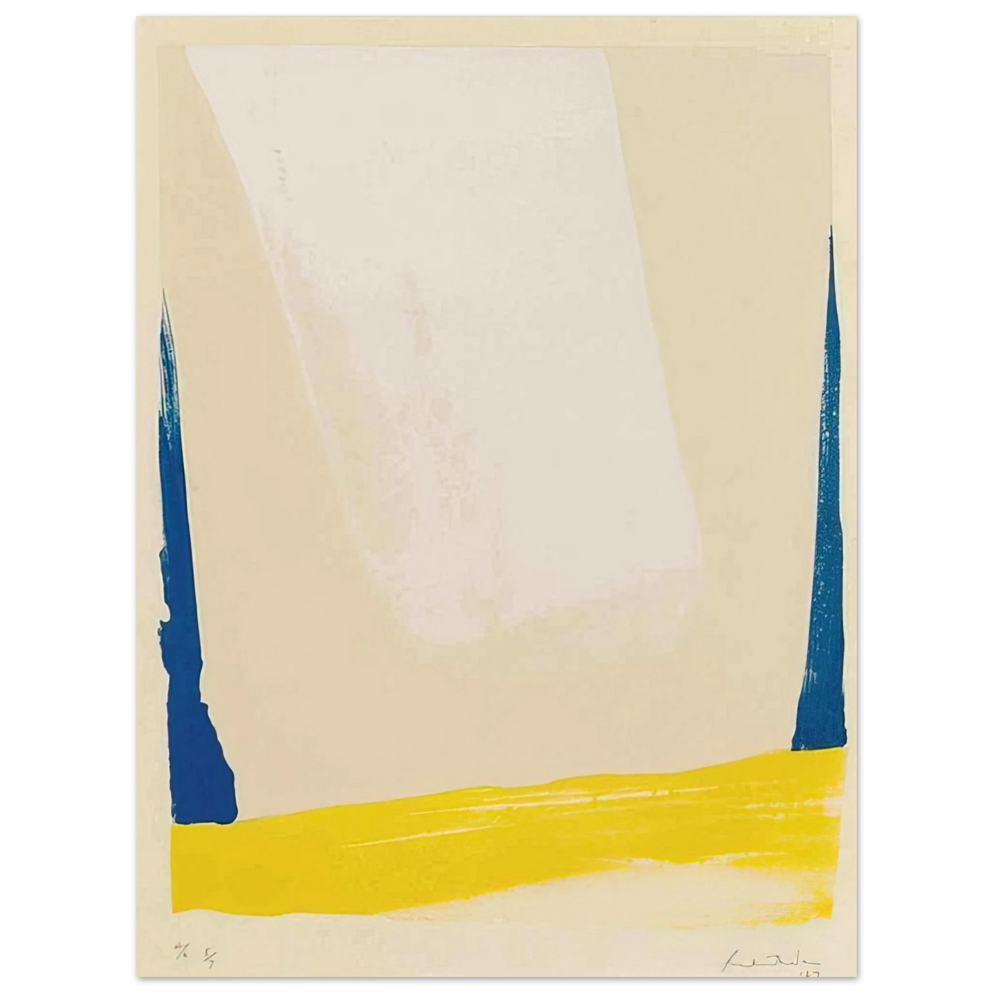 Helen Frankenthaler - White Portal - 1967 Wall art - 15x20 cm / 6x8 inches - Premium Wooden Framed Poster With Fine Art Paper - Black frame