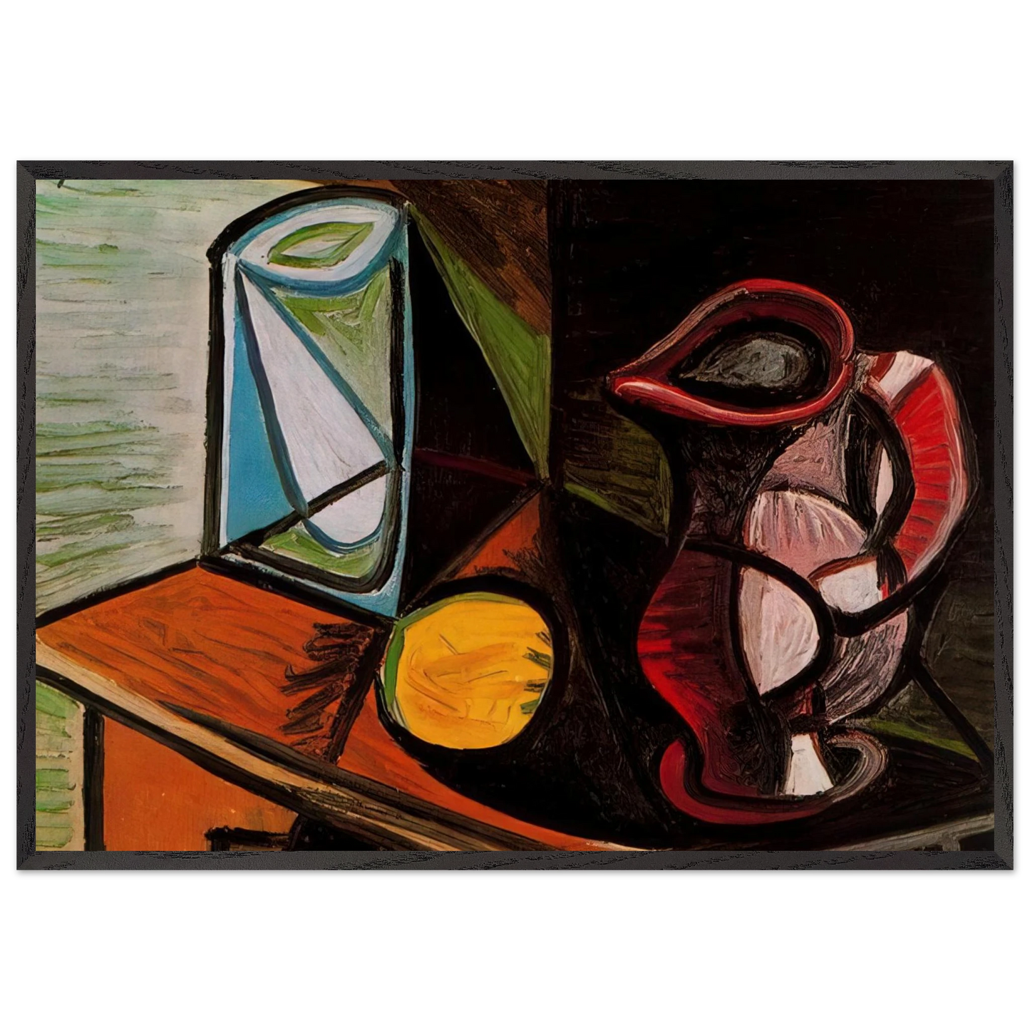 Glass and pitcher - Pablo Picasso Framed Art Print – Black Wooden Frame - Default Title - -Framed Art Print