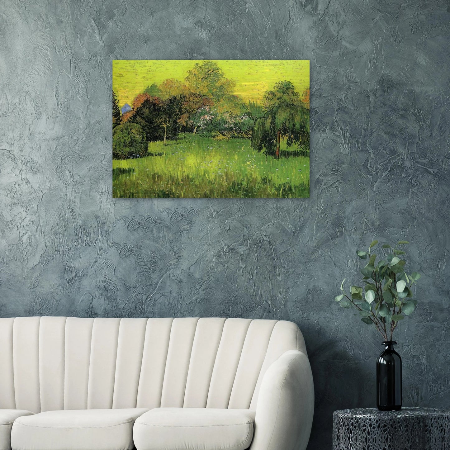Public Park with Weeping Willow The Poet s Garden I - Vincent van Gogh Brushed Aluminum Print - 70x100 cm / 28x40 inches | Vincent van Gogh Aluminum Print | Vincent van Gogh Prints
