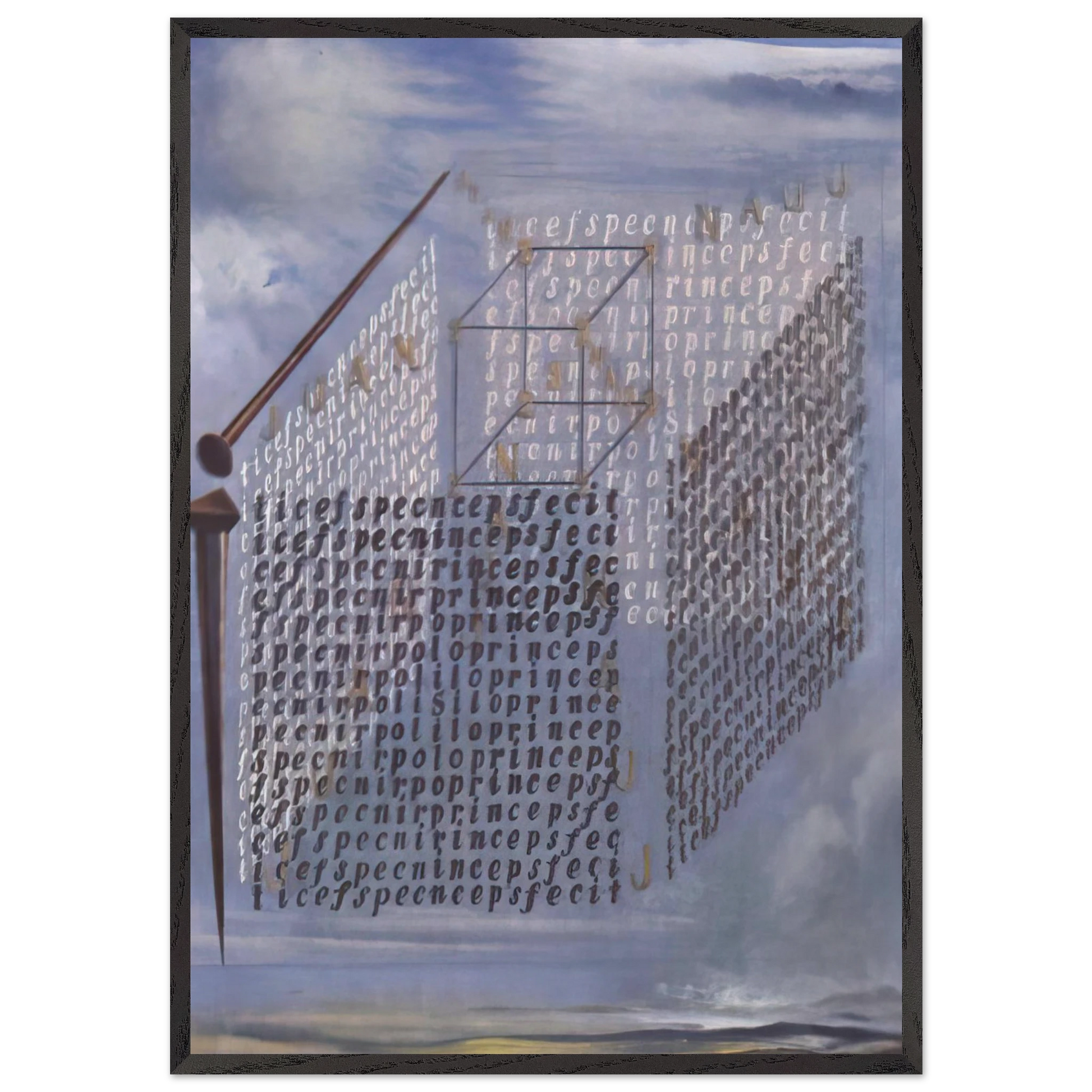 A PROPOS OF THE TREATISE ON CUBIC FORM BY JUAN DE HERRERA - Salvador Dali Framed Art Print – Black Wooden Frame - Default Title - -Framed Art Print