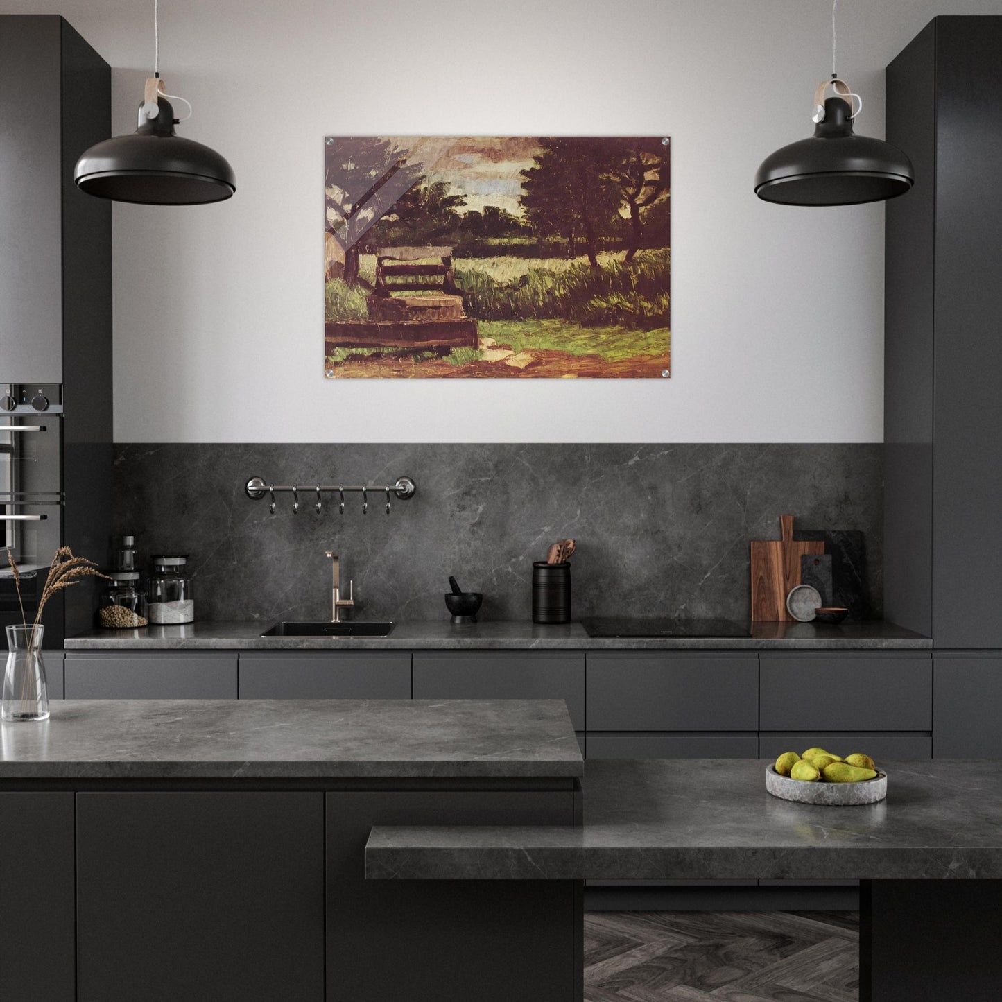 Landscape with fountain - Paul Cézanne Acrylic Print - 70x100 cm / 28x40″ inches