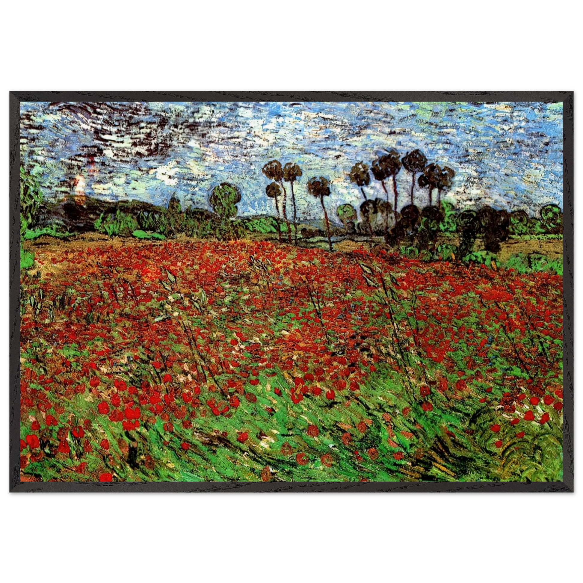 Field with Poppies - Vincent van Gogh Framed Art Print – Black Wooden Frame - Default Title - -Framed Art Print