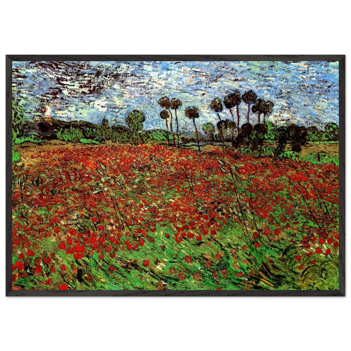 Field with Poppies - Vincent van Gogh 70x100 cm / 28x40 inches Framed Art Print – Black Wooden Frame
