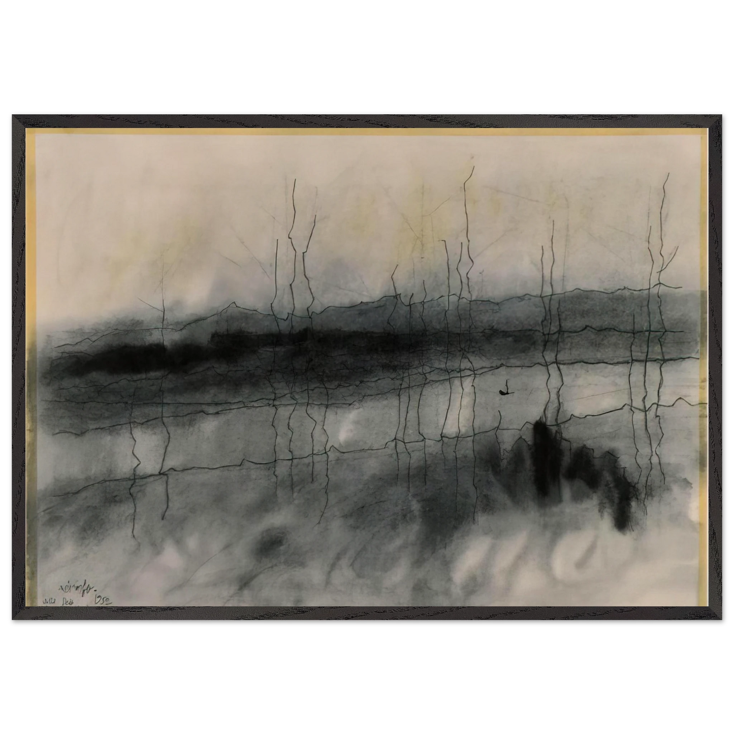 MYSTIC RIVER 1951 - Lyonel Feininger Framed Art Print – Black Wooden Frame - Default Title - -Framed Art Print