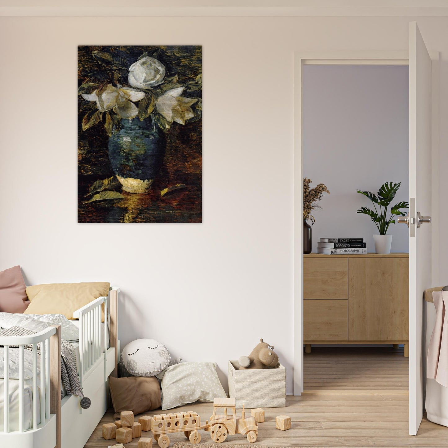 Giant Magnolias - Childe Hassam Brushed Aluminum Print - 70x100 cm / 28x40 inches | Childe Hassam Aluminum Print | Childe Hassam Prints