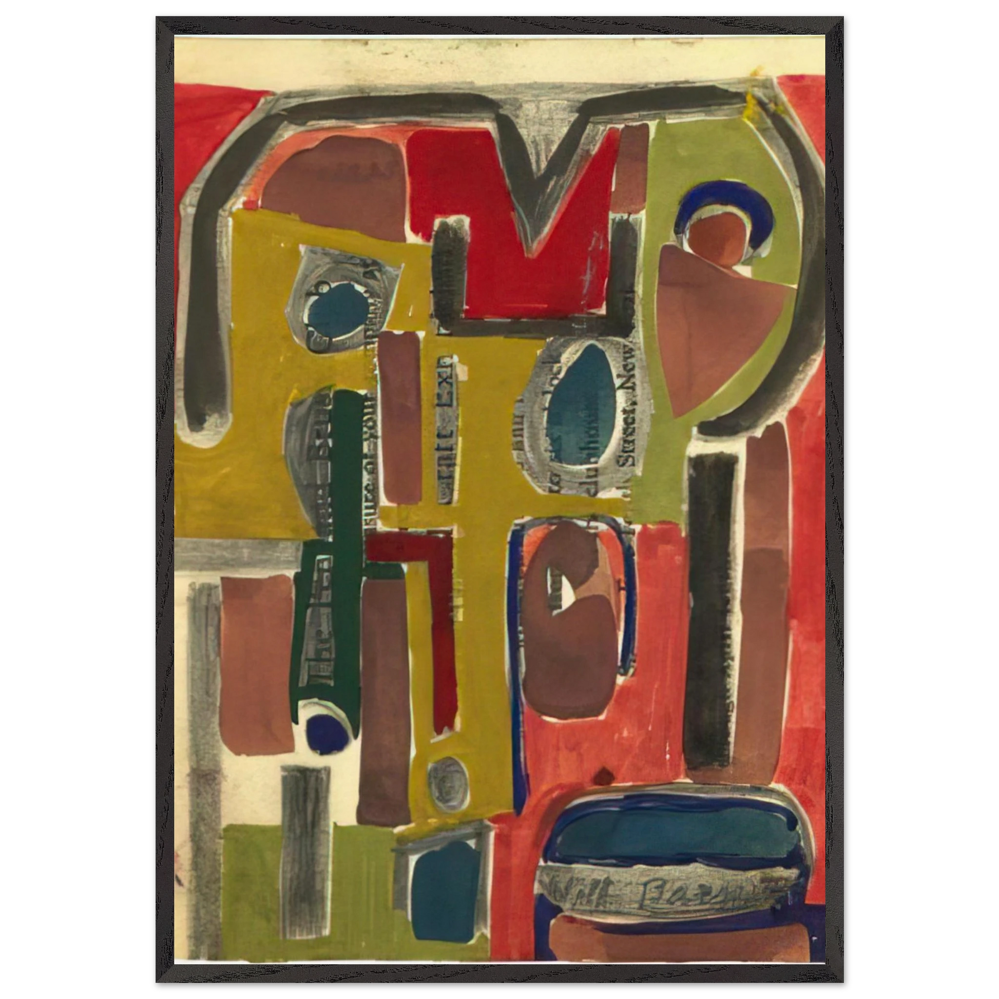 Untitled - c1953 United States - Will Barnet Framed Art Print – Black Wooden Frame - Default Title - -Framed Art Print