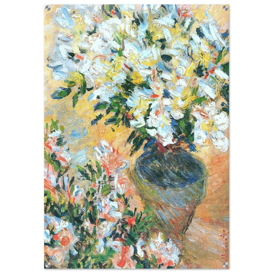 White Azaleas in a Pot - claude monet Acrylic Print - 70x100 cm / 28x40″ inches | claude monet Wall Art | claude monet Prints