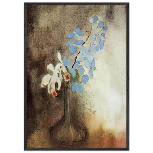 ORCHIDS - Odilon Redon 70x100 cm / 28x40 inches Framed Art Print – Black Wooden Frame