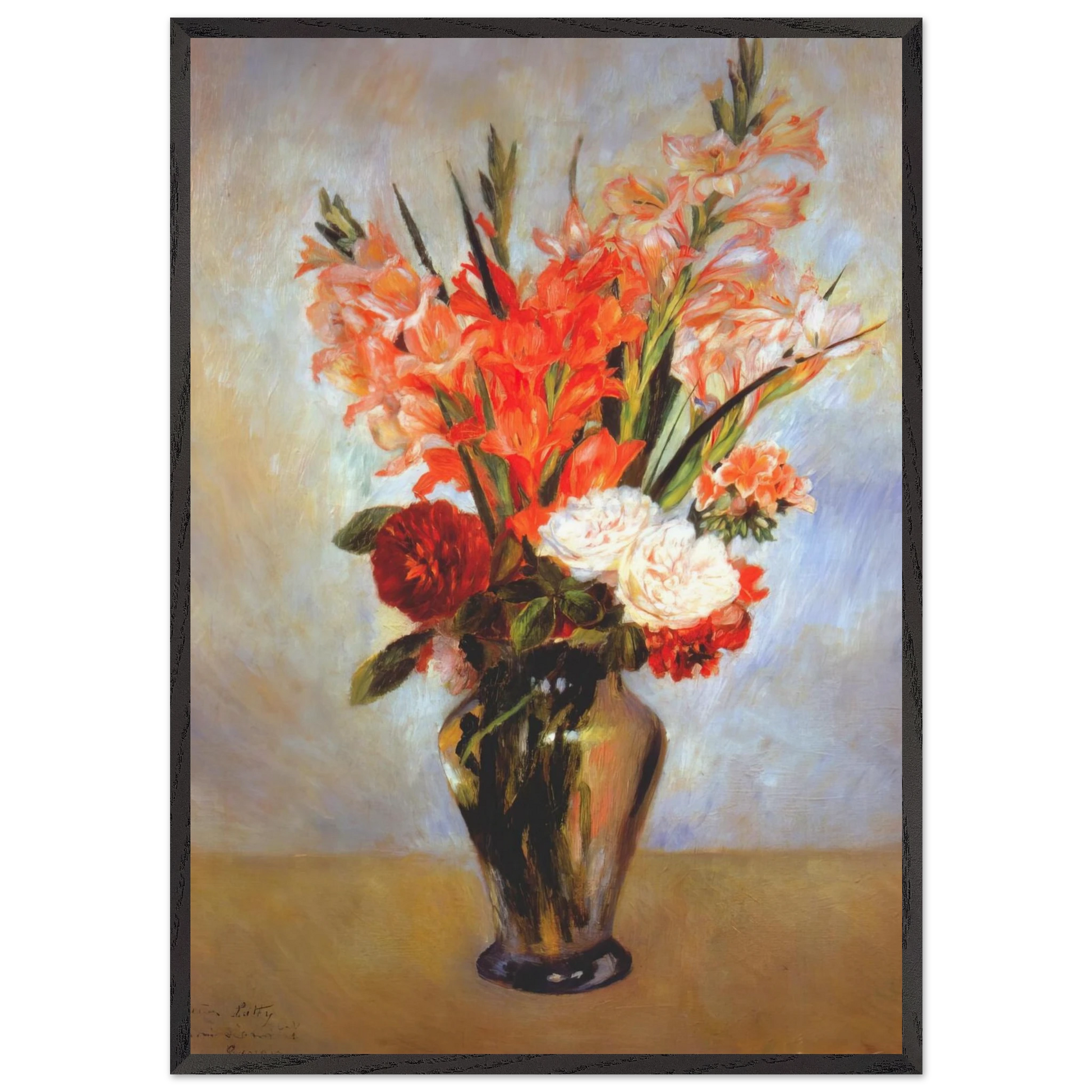 Gladioli - Pierre-Auguste Renoir 70x100 cm / 28x40 inches Framed Art Print – Black Wooden Frame