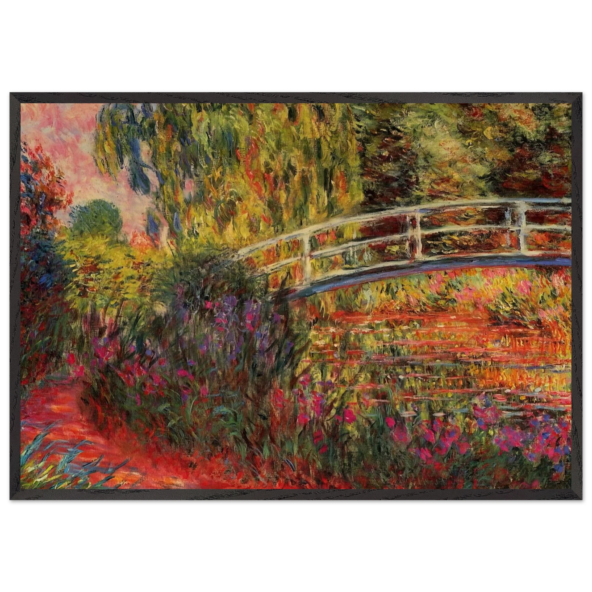 The Japanese Bridge The Water-Lily Pond Water Irises - claude monet Framed Art Print – Black Wooden Frame - Default Title - -Framed Art Print