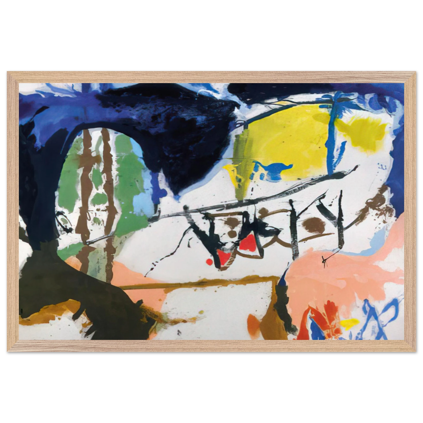 Helen Frankenthaler - Acres - 1959 Wall art - 60x80 cm / 24x32 inches - Premium Wooden Framed Poster With Fine Art Paper - Black frame