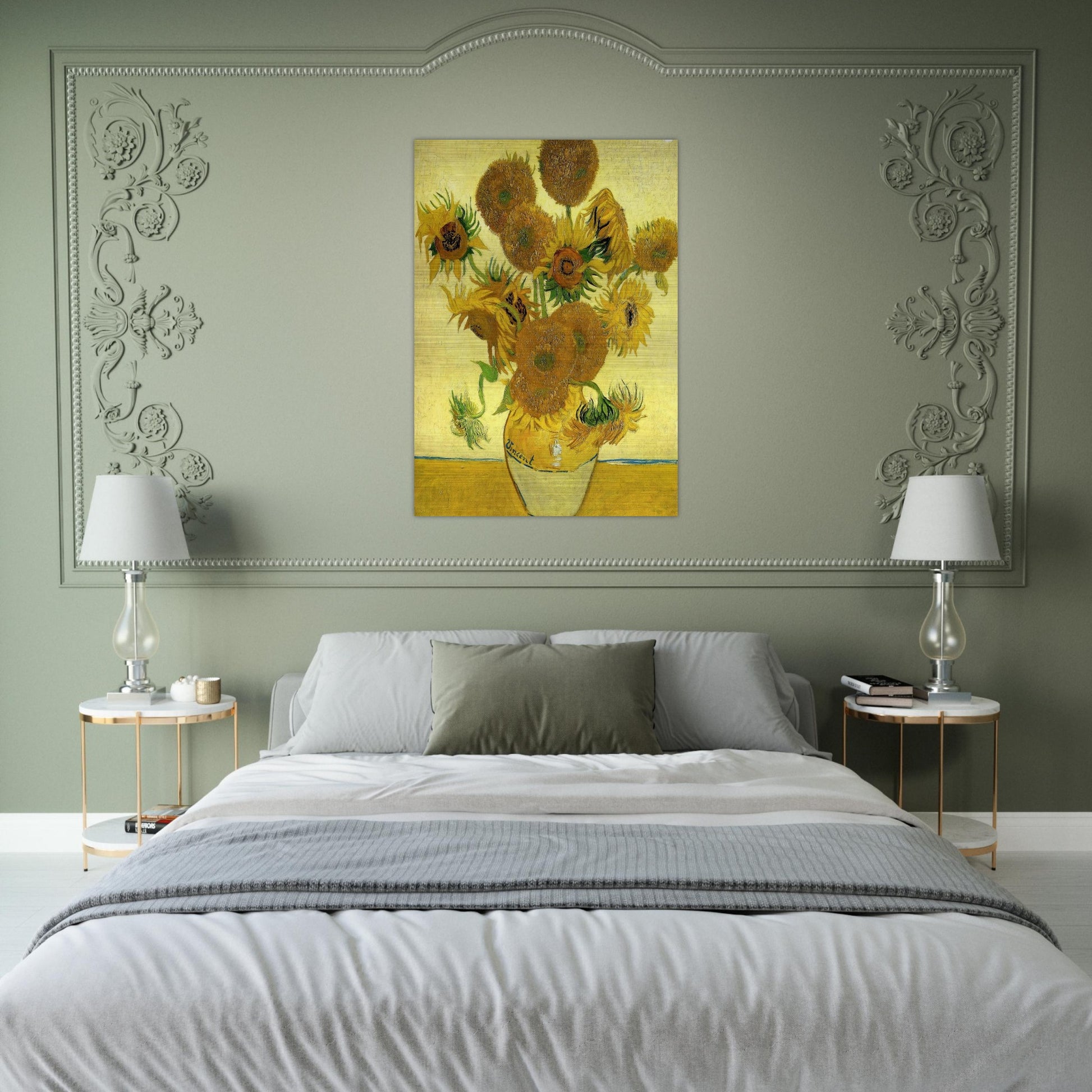 Still Life - Vase with Fifteen Sunflowers - Vincent van Gogh Brushed Aluminum Print - 70x100 cm / 28x40 inches | Vincent van Gogh Aluminum Print | Vincent van Gogh Prints
