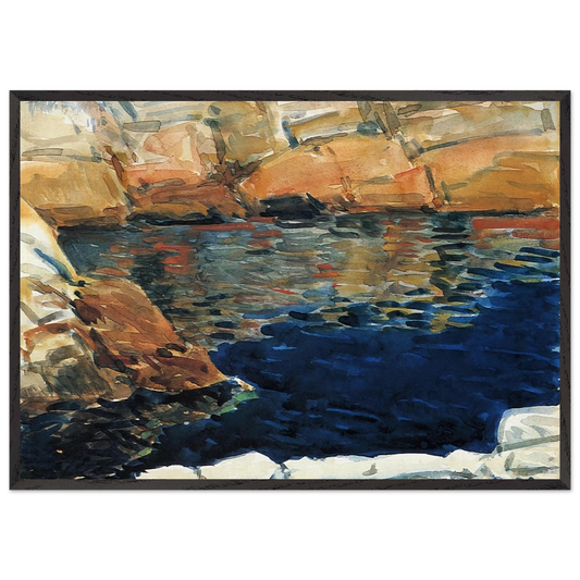 Looking into Beryl Pool - Childe Hassam 70x100 cm / 28x40 inches Framed Art Print – Black Wooden Frame