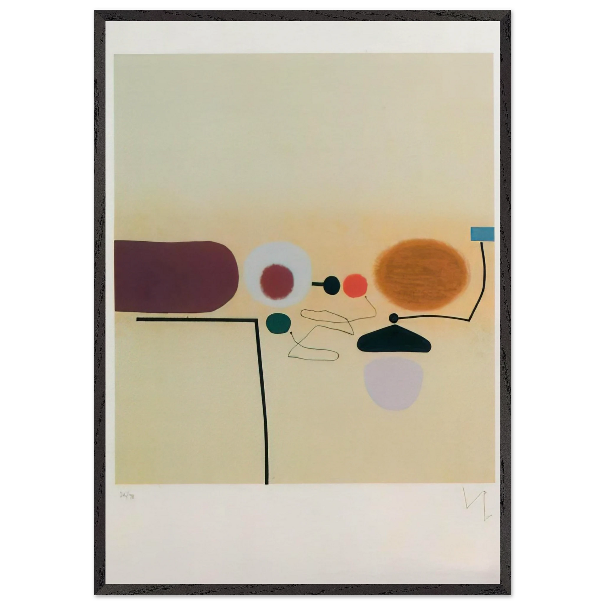 COMPOSITE IMAGE ORANGE AND PINK - Victor Pasmore Framed Art Print – Black Wooden Frame - Default Title - -Framed Art Print